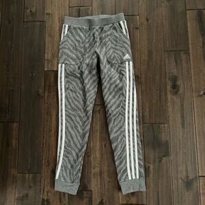 Adidas Girls Gray Zebra Print Joggers L 14